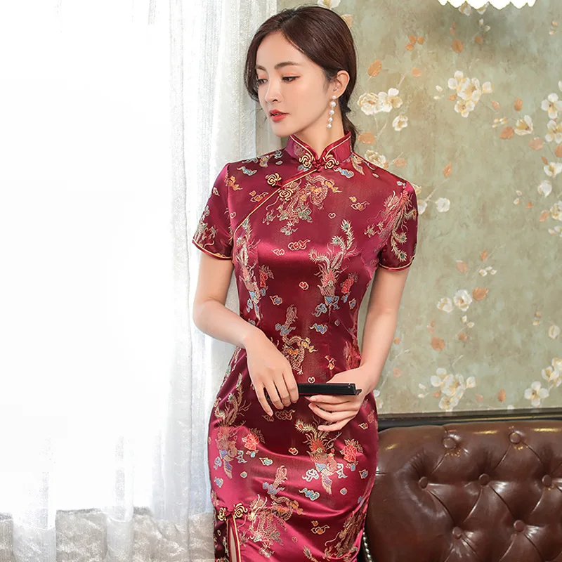Женские платья Ретро Calssic Brocade Cheongsam Плюс Размер Китайское Длинное Ципао