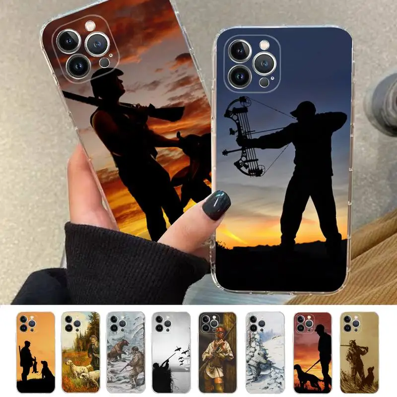 

Hunting fishing man Phone Case Silicone Soft for iphone 14 13 12 11 Pro Mini XS MAX 8 7 6 Plus X XS XR Cover