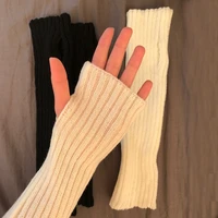 new women arm warmers japanese white black goth knitted kawaii fingerless gloves ankle wrist sleeves harajuku girls anime gloves