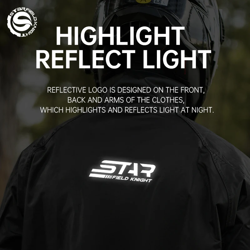 Star Field Knight, новый черный мотоциклетный плащ, костюм-дождевик для мужчин и женщин, снаряжение для верховой езды, 2 шт.компл., водонепроницаемая внутренняя сетка, дышащая (art.: 3920d2136b59d) - 3920d2136b59d