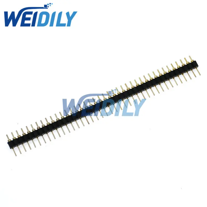

10PCS/LOT Gold Plated 2.54mm Male 40 Pin Single Row Straight Round Pin Header Strip