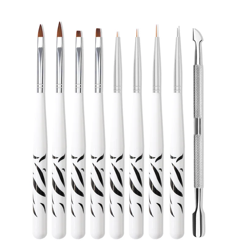 

8 Pcs/Set Zebra Pattern Nail Art Brush for Manicure Design Fashion Nails Dead Skin Push Tools Accessories for DIY Decoration