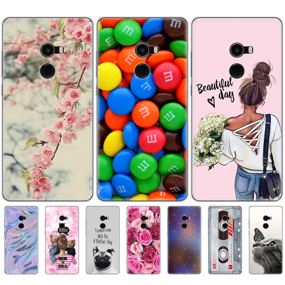 

soft case for xiaomi Mix 2 silicon case for xiaomi Mi Mix 2 Mix2 back cover protective printing transparent coque