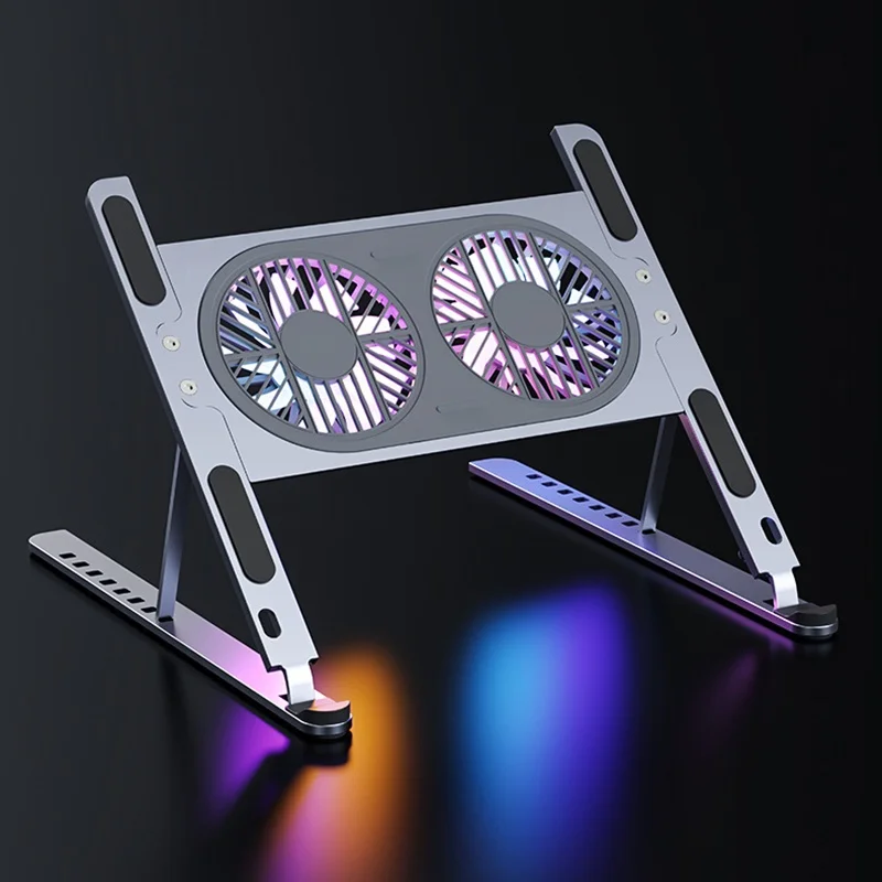 Aluminum Laptop Stand Foldable Desk Riser Mute Cooling Fan Adjustable Notebook Stand For Macbook Pro Air Computer PC iPad Tablet Aluminum Laptop Stand Foldable Desk Riser Mute Cooling Fan Adjustable Notebook Stand For Macbook Pro Air Computer PC iPad Tablet