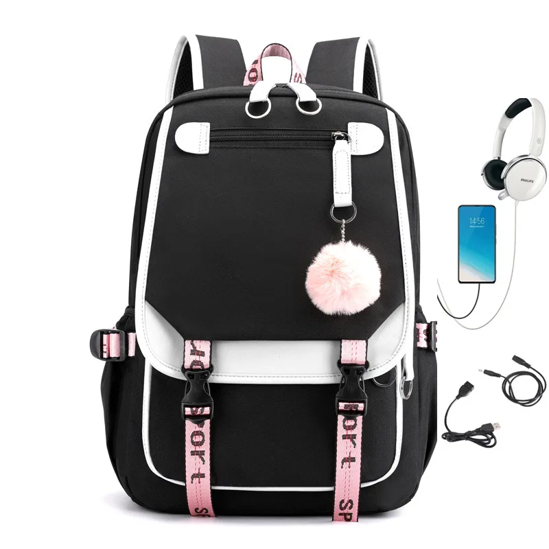 

Korean Version USB Charging Backpack Travel Bag Student Backpack Large Capacity Bag