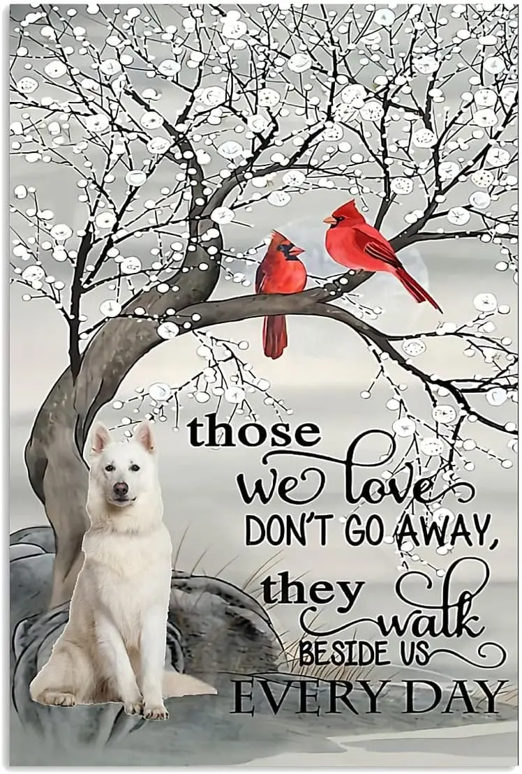 Белая немецкая овчарка на каждый день металлические знаки ретро-алюминиевый