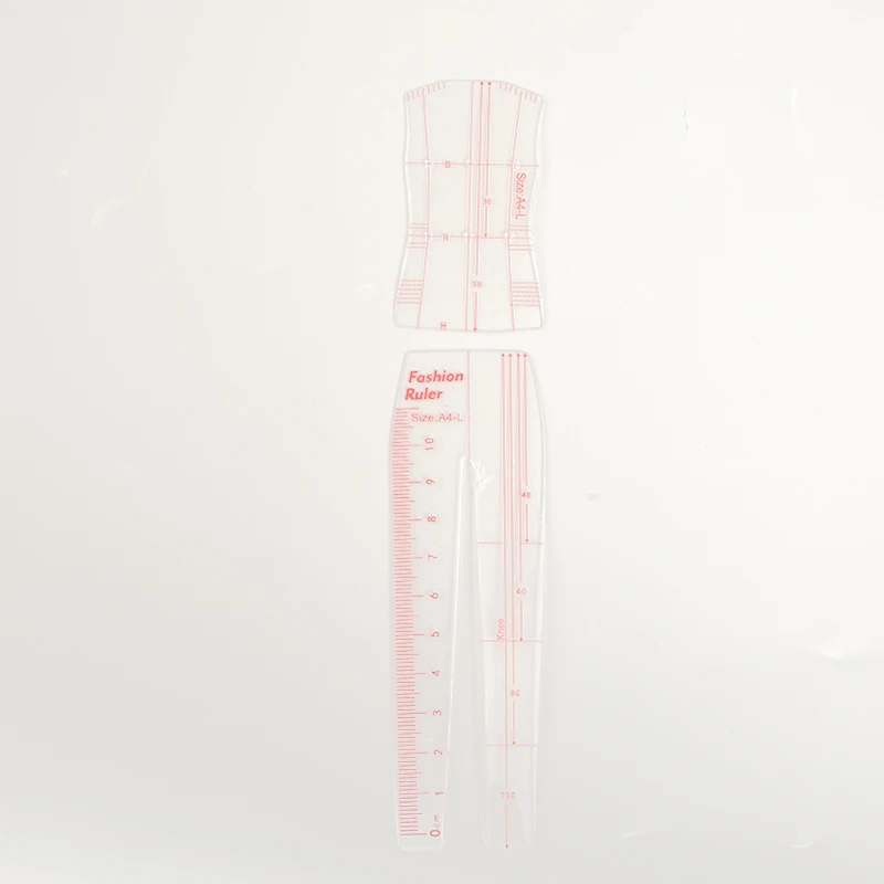 Женский модный шаблон с изображением линейки для иллюстрации скетчинга