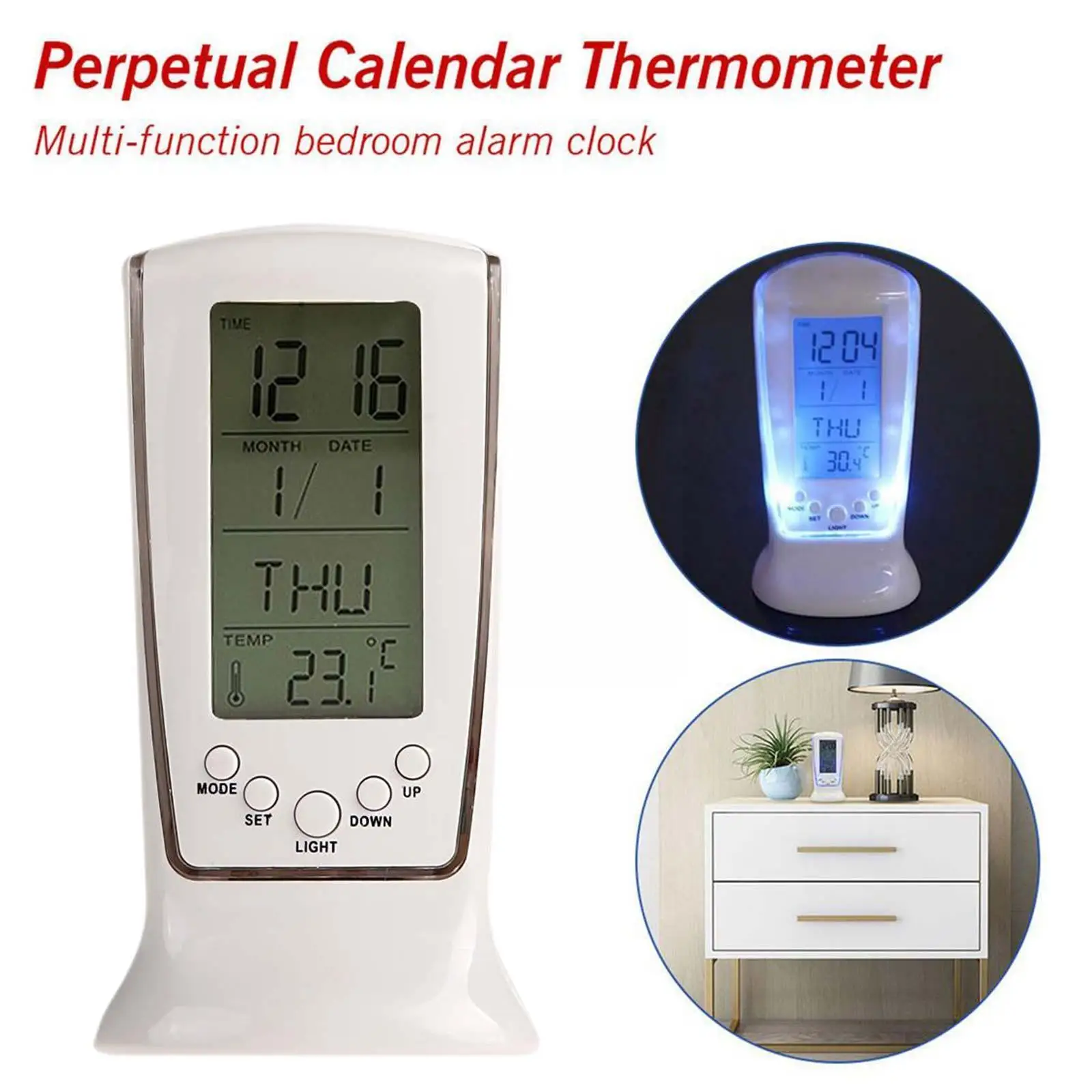 

Digital Calendar Temperature Led Digital Alarm Clock With Blue Thermometer Electronic Calendar With Back Clock Led Lig P7z1