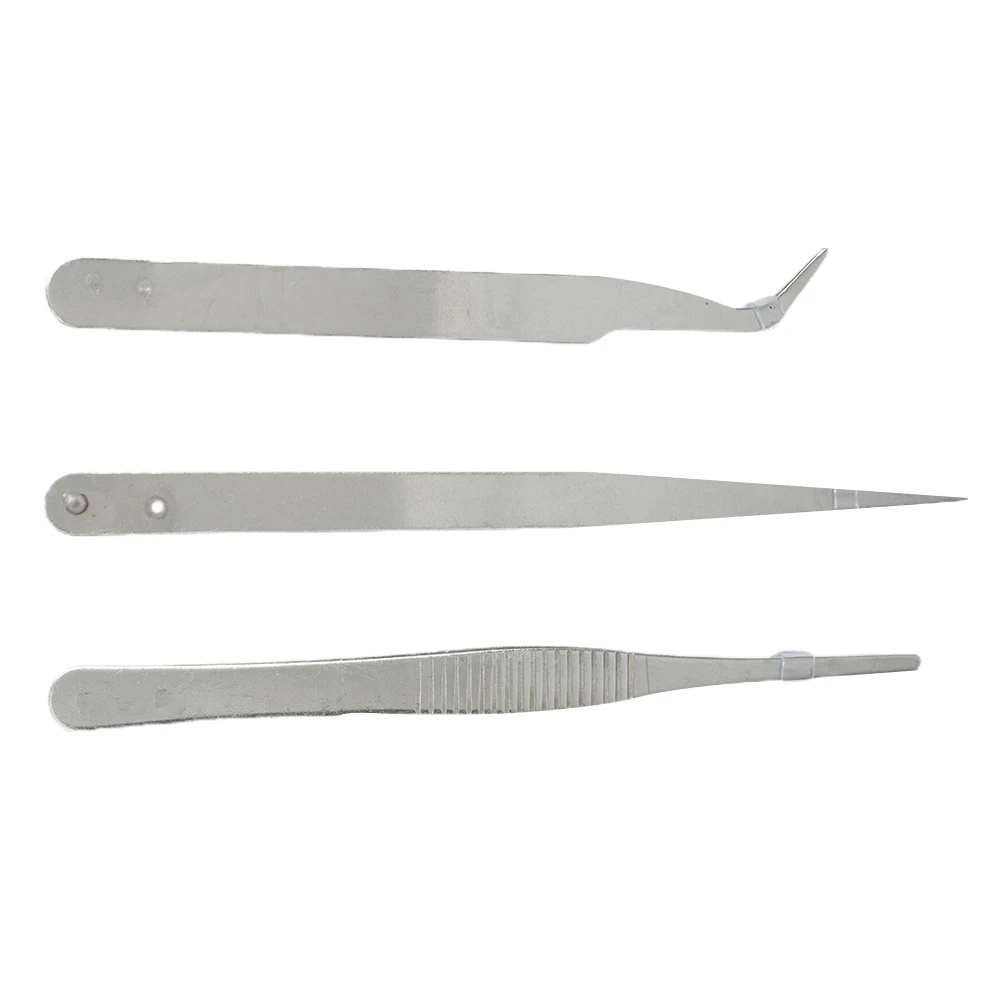 

Clips Tweezers Hospital Manufacture Home Stainless Steel Tools 3 Pcs Accessories Anti Slip Silver Builder Plumber