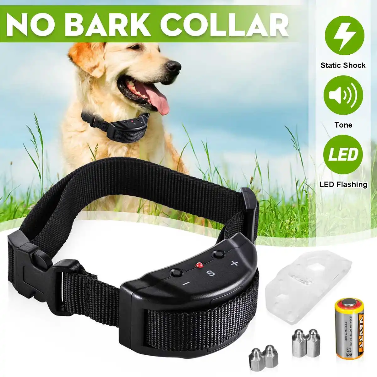 

Adjustable Auto Anti Bark barking Shock Control Collar device Small Medium