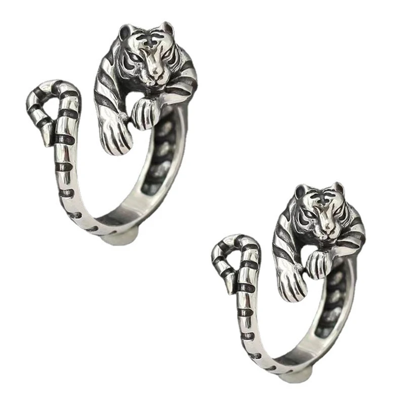 

Ferocious Tiger Ring for Men Women Vintage Silver Color Animal Style Simple Trendy Jewelry Gift Adjustable Opening Rings