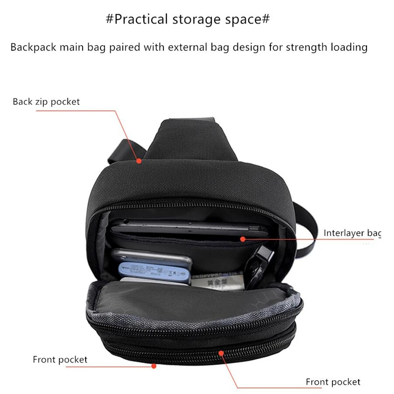 JEEP BULUO Waterproof Casual Chest Bag Male Crossbody Fashion Shoulder Trend Black Messenger Sling Travel Bag Hot Sale