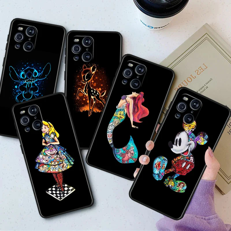 

Disney Princess Marvel Phone Case For OPPO Find X5 X3 X2 K10 F21S F21 F9 F7 F5 Neo Pro Lite Black Silicone Soft Cover