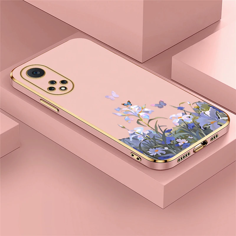 Фото Защитный чехол для телефона Huawei Nova 3i 4e 5T 5i Y70 Plus 9 7i 8i 7 6 SE с цветочным и бабочковым узором, силиконовый, с покрытием №1
