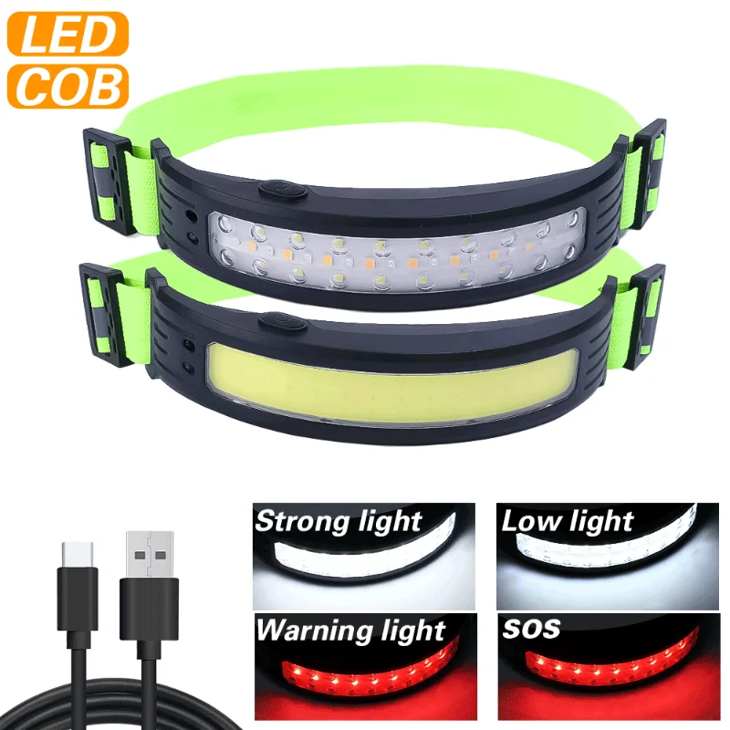 

New Headlamp COB LED Headlamp Camping Fishing Powerful USB Rechargeable Headlight Waterproof Head Torch Head Lamp Lantern