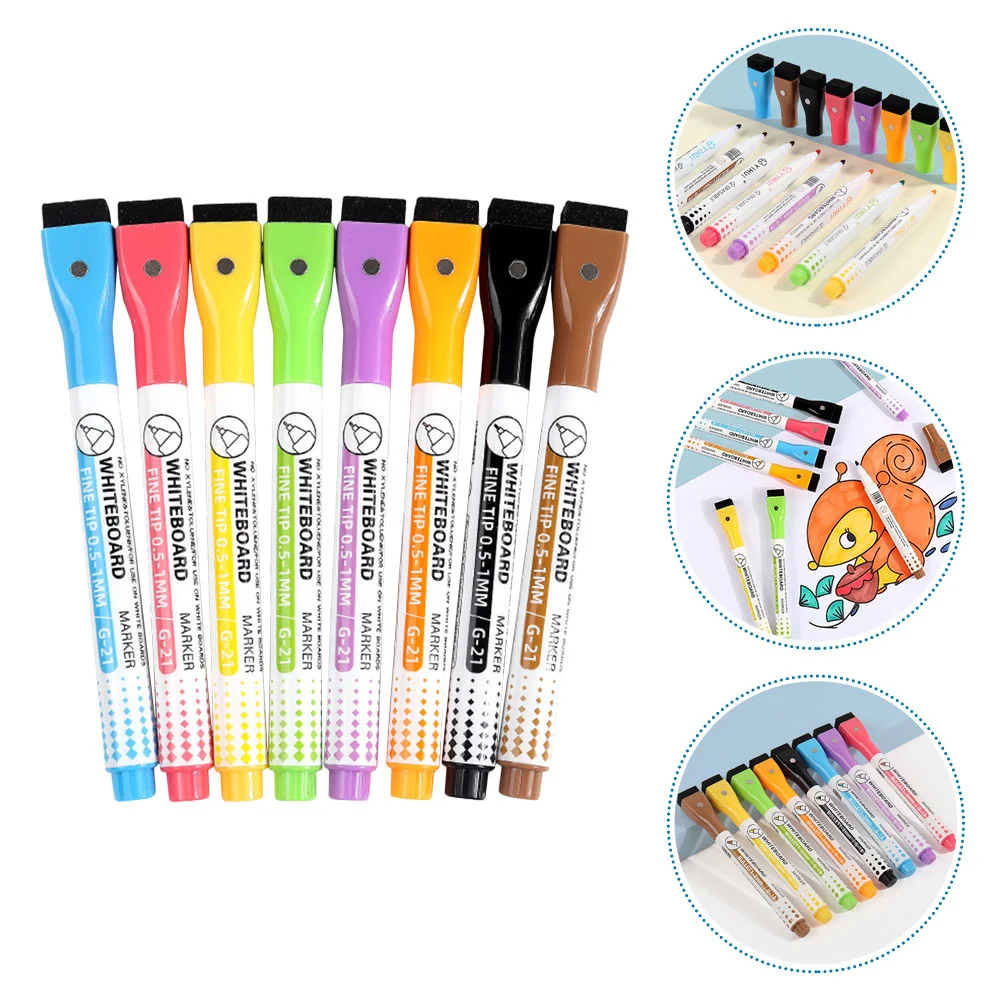 8Pcs Magnetic Erasable Whiteboard Markers Dry Erase for School Office Home Painting Pens classroom whiteboard pens