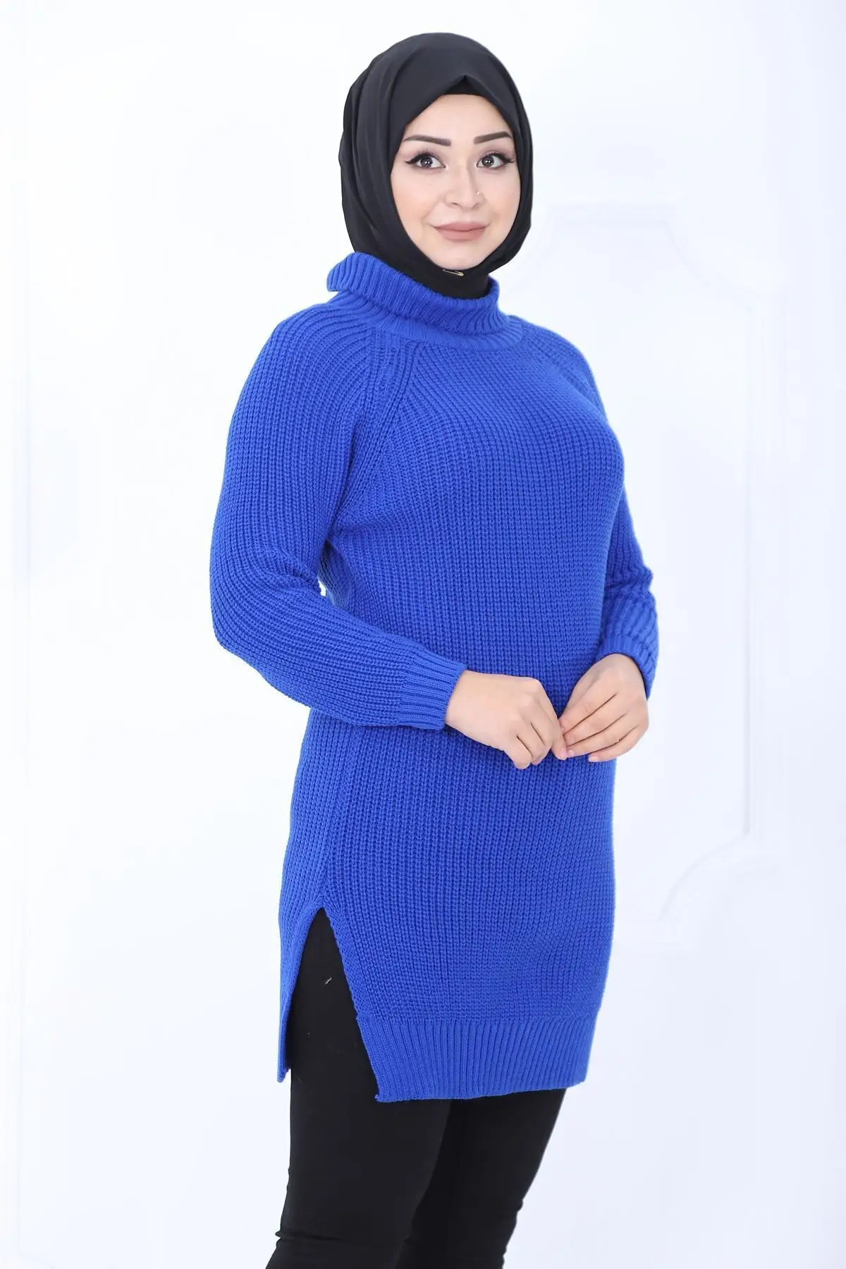 

The turtlenecks Women's Knitwear Sweater Saks slit taylor Women Muslim Sweater