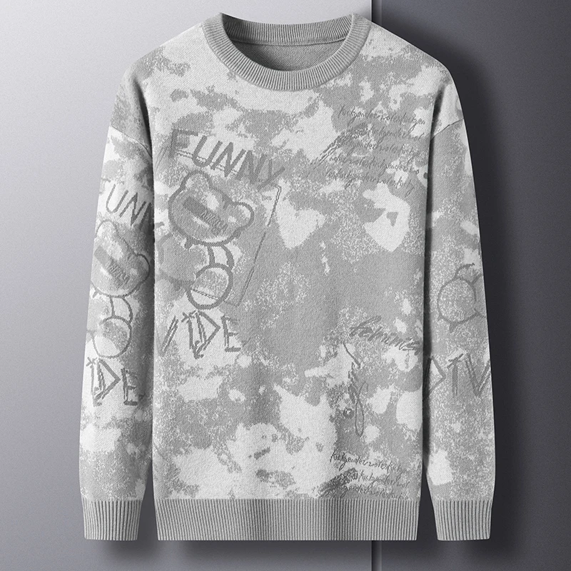 

High End Luxury 2022 Men's Knitting Pullover Autumn/Winter Jacquard Wool Warm Thickened Sweater European Trend Men's Clothing