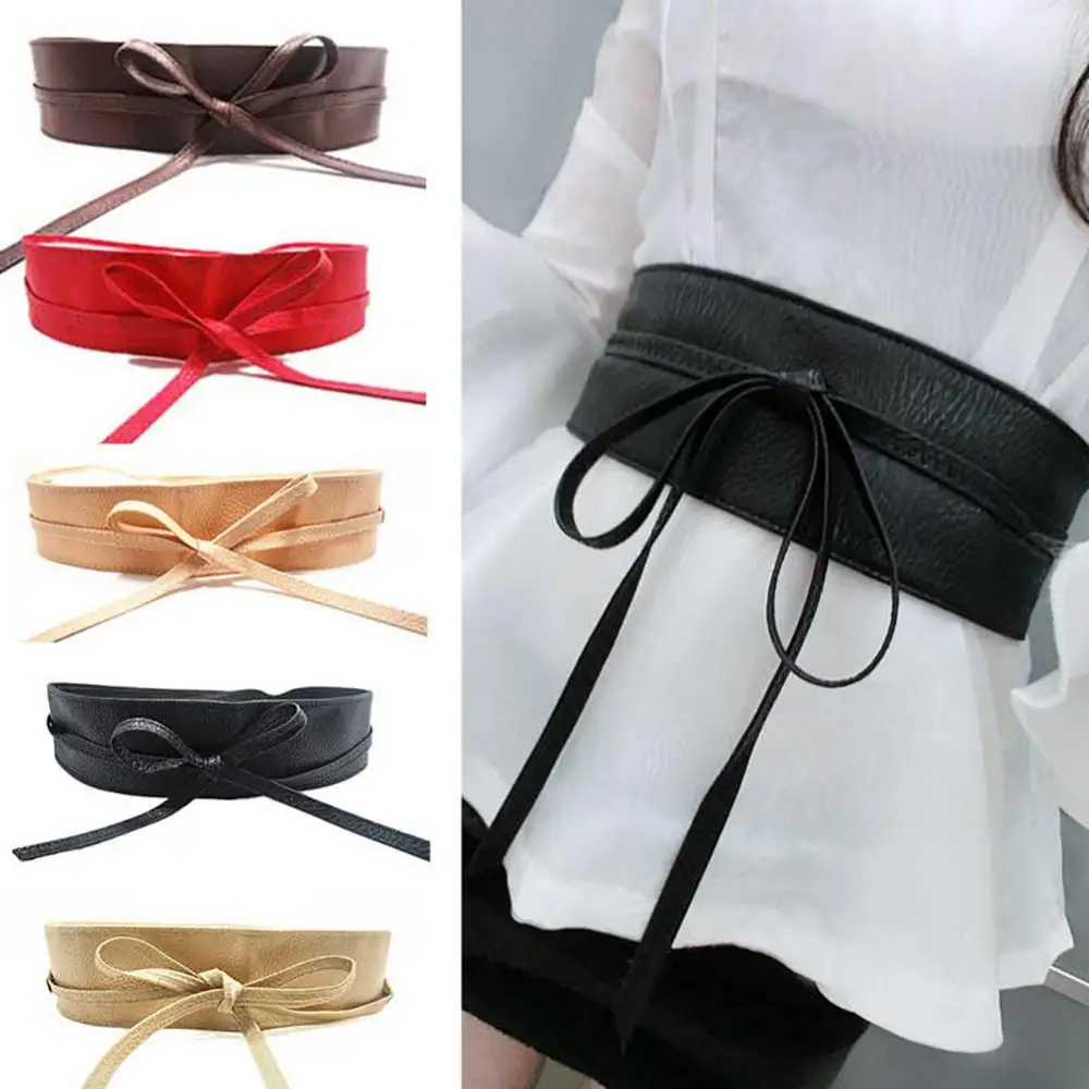 

Belt Fashion Women Wide Faux Leather Dress Belt Wrap Around Tie Corset Cinch Waist Dress Belt