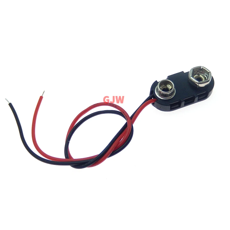 Купи 10PCS 9V Battery Clip Connector I-Type 9 Volt Battery Snap Hard Buckle Plastic Housing Holder Black Red Wires Leads Length 15CM за 62 рублей в магазине AliExpress