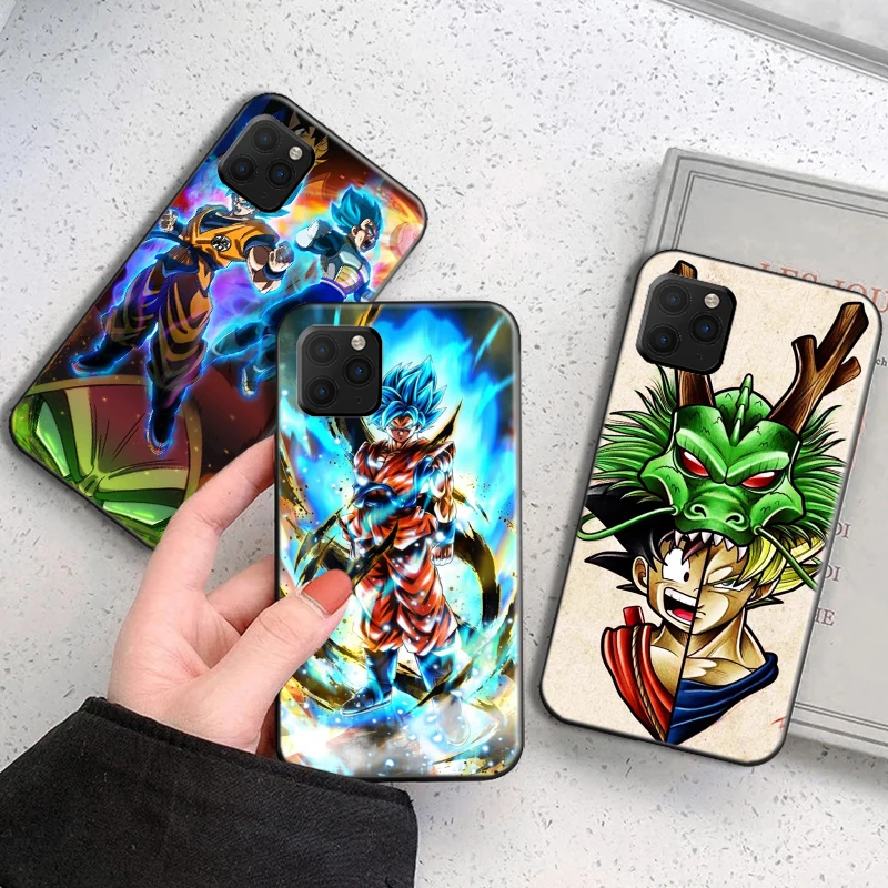 

Dragon Ball Anime Phone Case For Funda iPhone 13 11 Pro Max 12 Mini X XR XS Max SE 2020 Celular Back Liquid Silicon Black