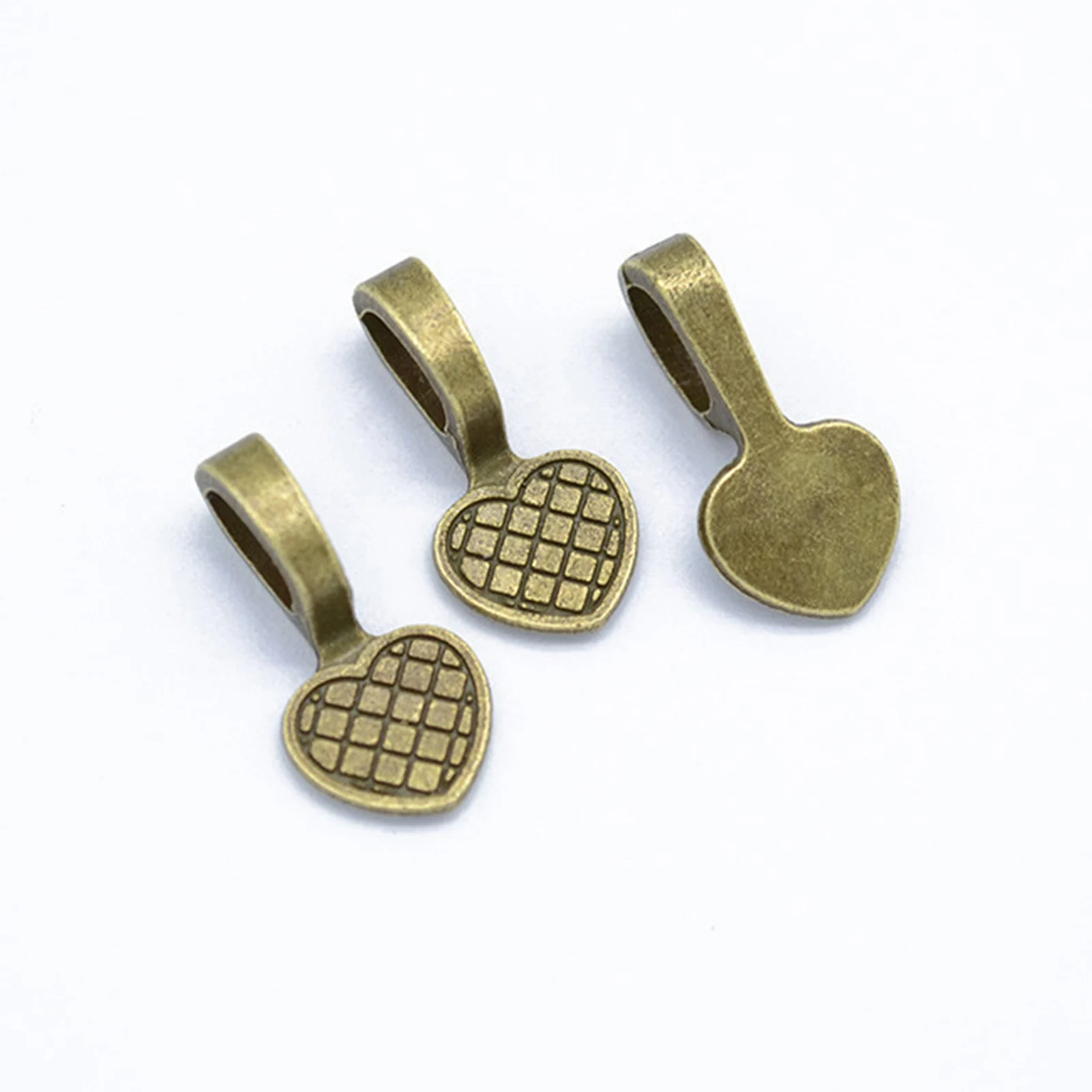 50 Alloy Heart Glue on Bails Pendant Cabochon 19X9mm Charm Pendant Holders