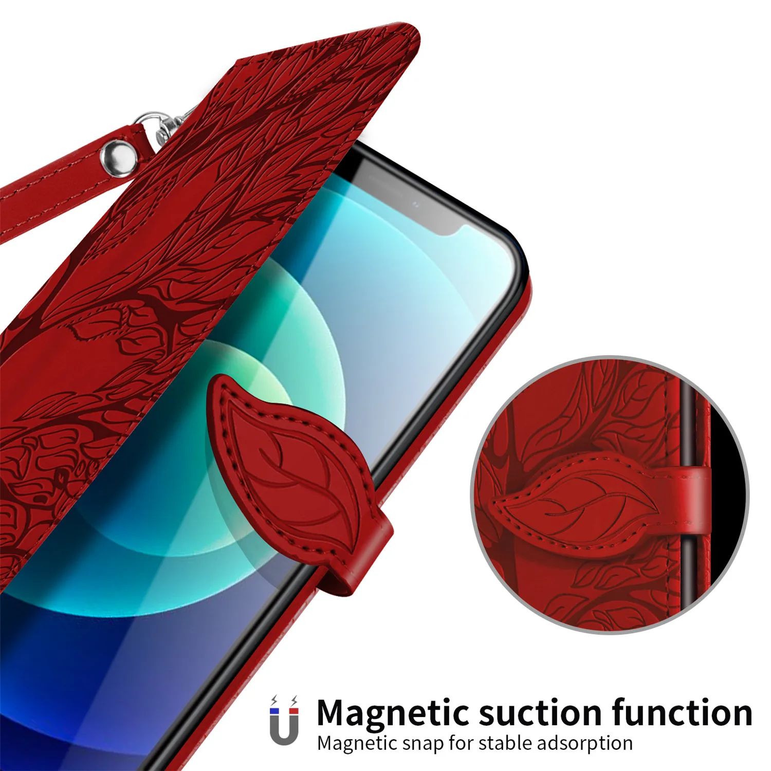 Кожаный чехол-книжка с 3D рисунком дерева для iPhone 13 11 Pro Max 12 Mini XR X XS 6 6S 7 8 Plus SE 2020