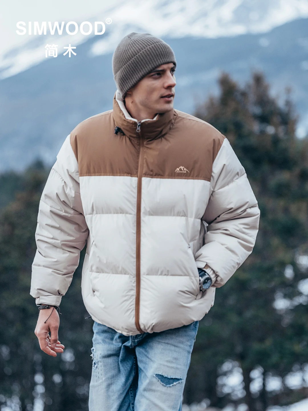 

SIMWOOD 2023 Winter New Warm 90% White Goose Down Coats Men Oversize Puffer Jackets Thick Water Repellent Bomber Jackets