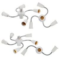 adjustable white e27 base light socket splitter gooseneck led bulbs holder converter with extension hose 3 4 5 way adapter