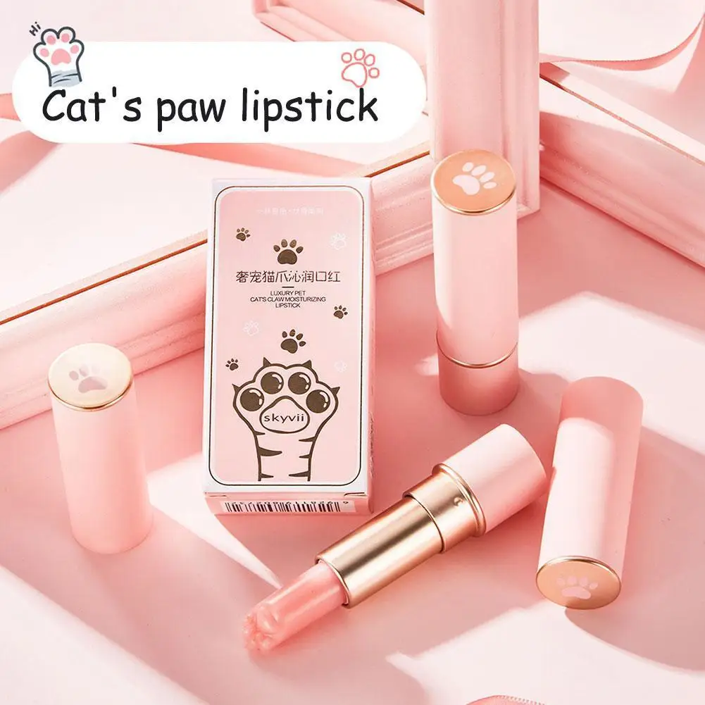 

Cute Pink Cat Paw Discoloration Lipstick Lip Balm Lip Beauty Nature Cosmetic Lipstick Lasting Makeup Female Color Moisturiz H5P8
