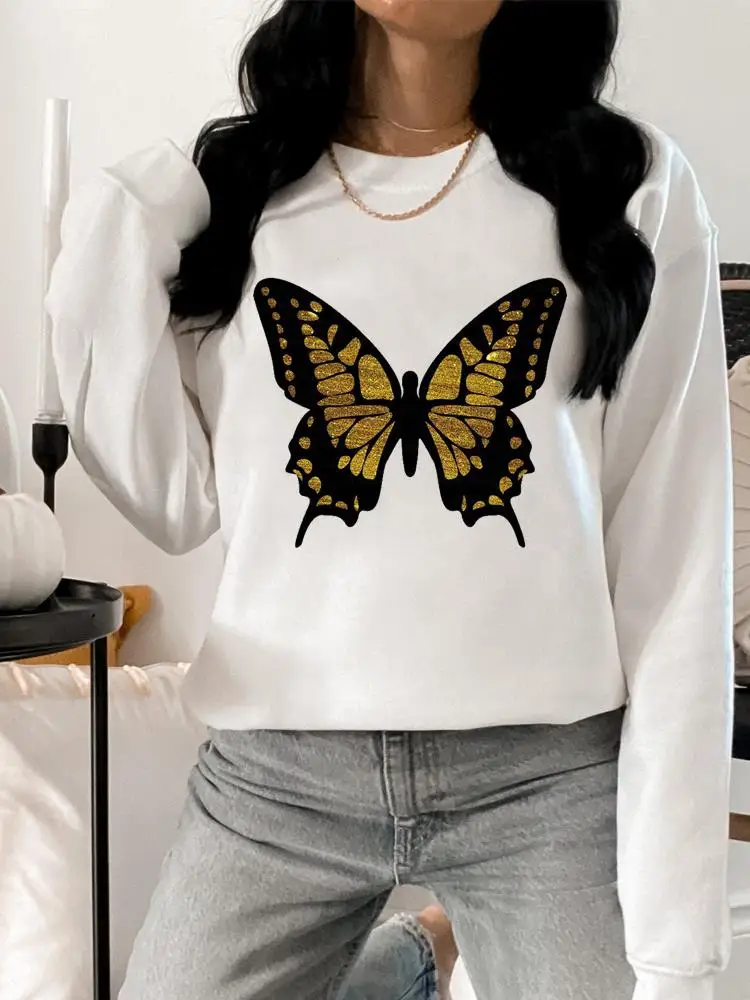 

Милые трендовые свитшоты С Рисунком бабочки, модная весенне-осенняя повседневная одежда, женские толстовки, женские пуловеры с принтом