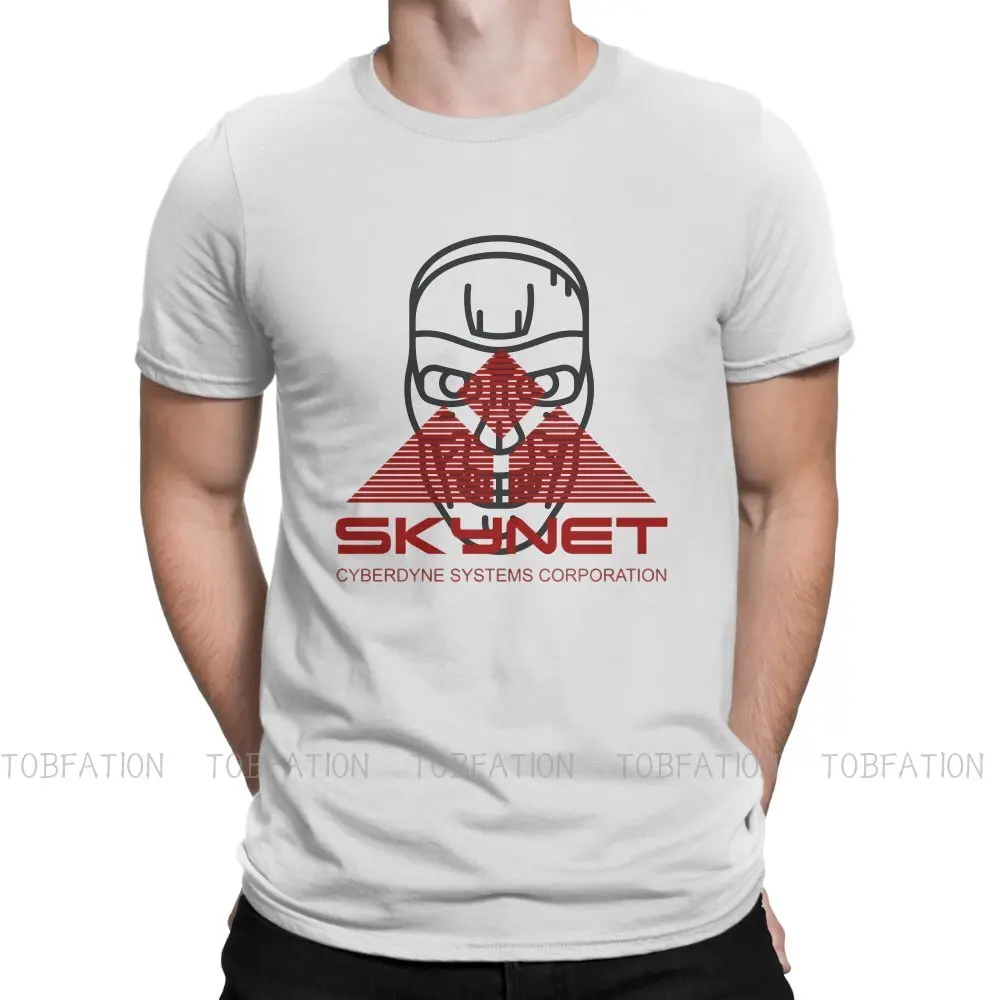 

SKYNET Cyberdyne Skull Hipster TShirts Terminator Male Graphic Pure Cotton Streetwear T Shirt Round Neck Oversized