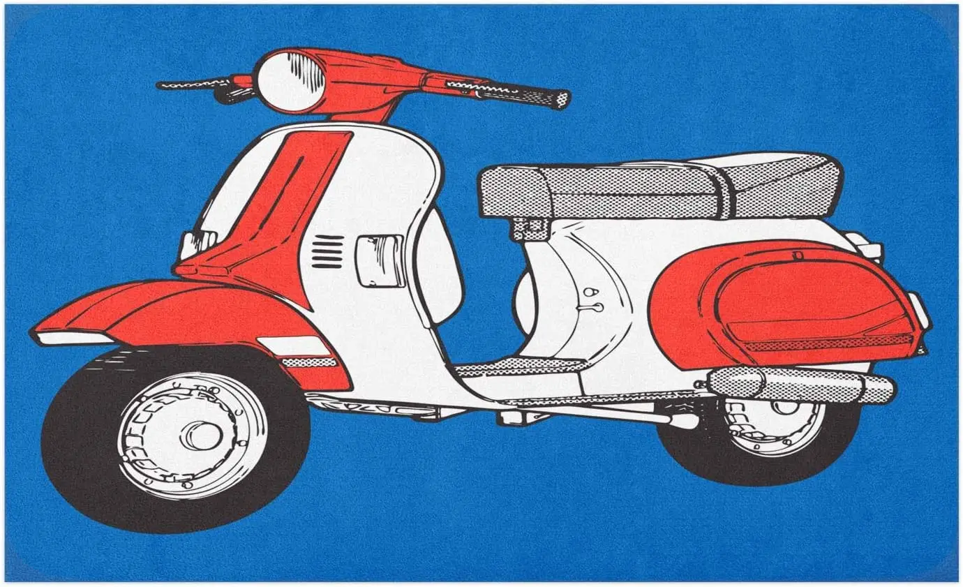 

Комикс стиль скутер мотоцикл ретро Soho колеса Римский графический принт, Декоративный Напольный коврик из полиэстера с нескользящей подкла...