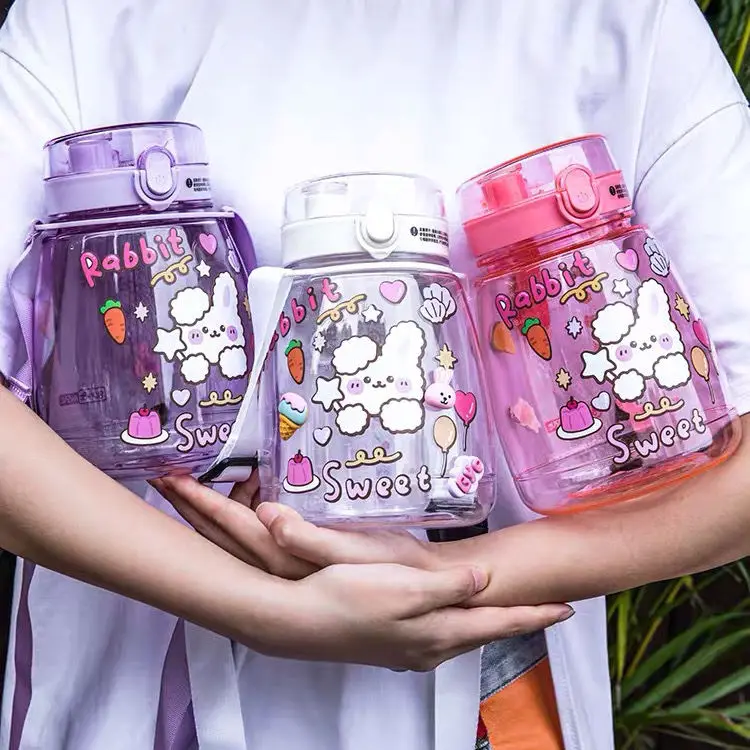 

1300ml Sanrios Kuromi Water Cup Cinnamoroll Mymelody Plastic Bottle Double Drink Cup Cartoon Large Capacity Water Bottle