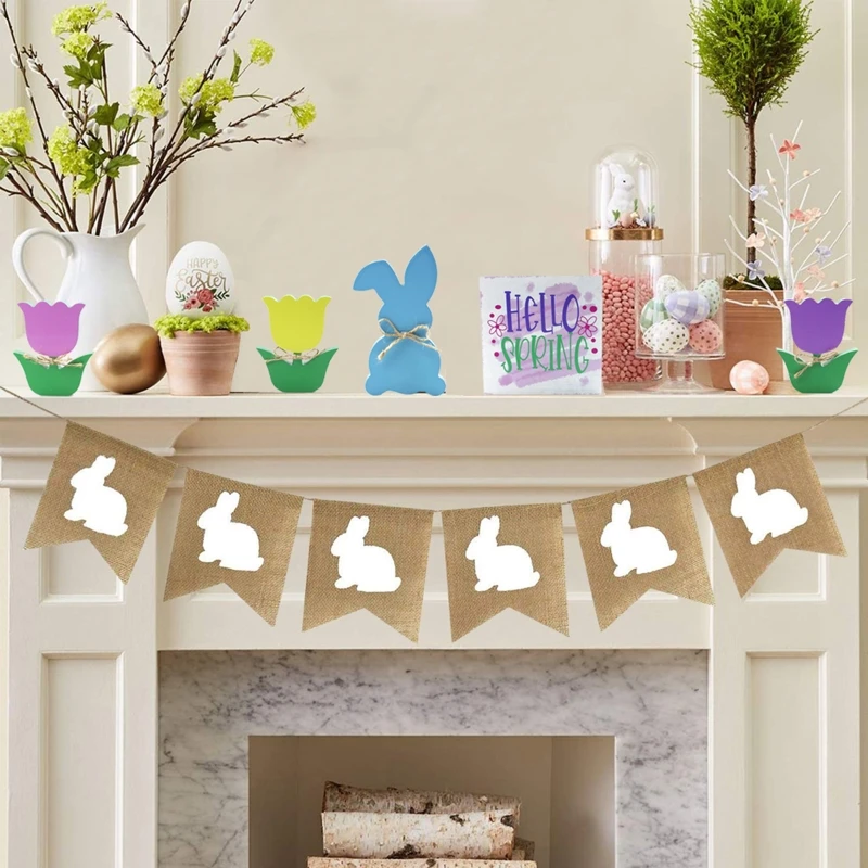 

Пасхальный весенний деревянный орнамент, милый кролик, цветок, Декор, счастливая Пасха, товары для вечеринок