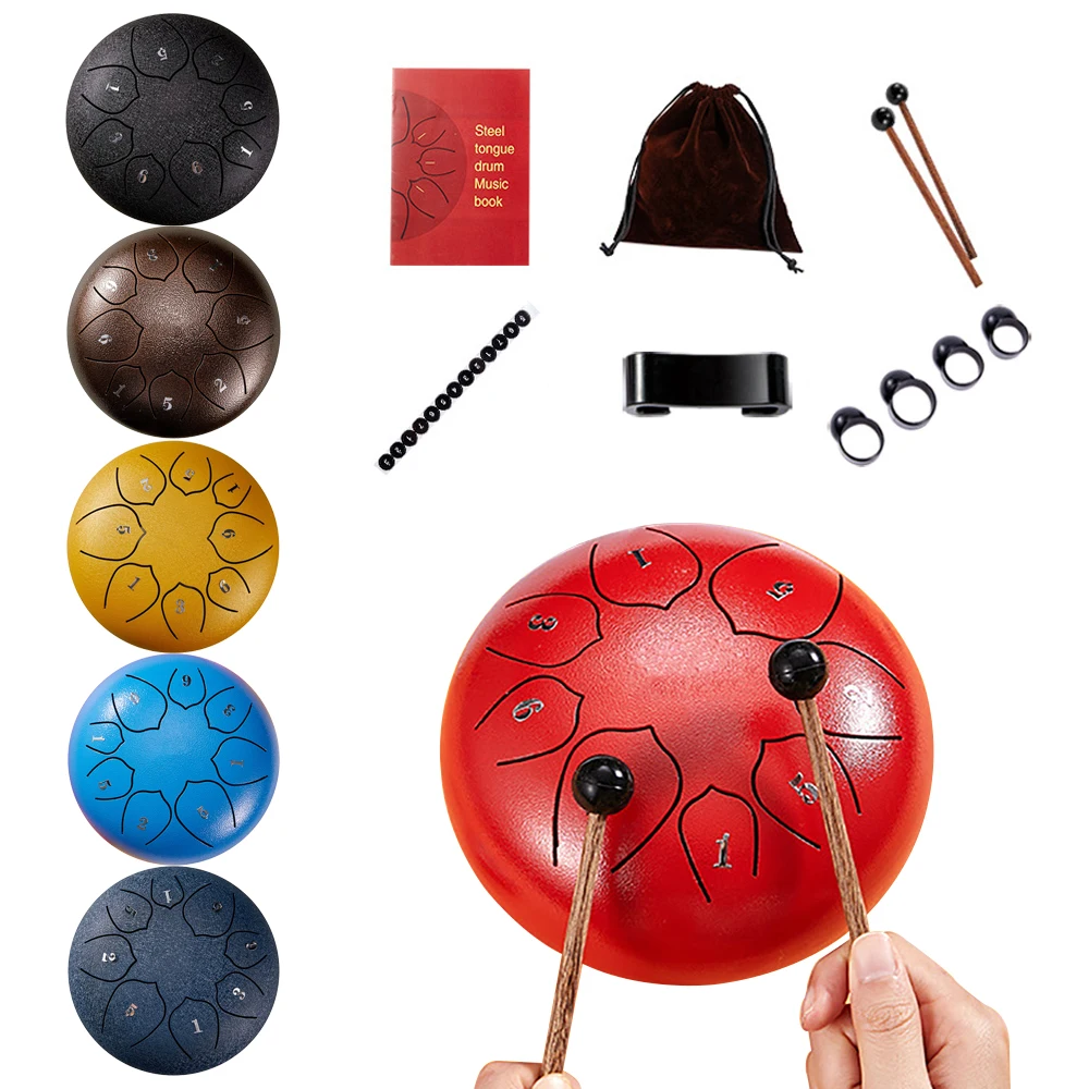 

6-дюймовый стальной барабан для языка, 8 tune Hand Pan, для взрослых и детей, бак-барабан с барабанами, перкуссионный инструмент, Йога, медитация, но...