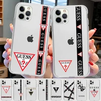 luxury brand guess phone case for iphone 11 12 13 mini pro xs max 8 7 6 6s plus x 5s se 2020 xr clear case