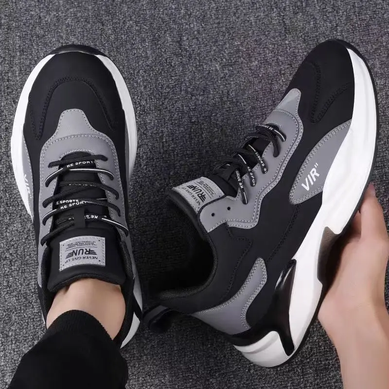 

Lace-Up Men's Fashion Color-Blocking Sneakers Lightweight Breathable Comfortable Mens Shoes Resistant Outdoor Men Casual Shoes
