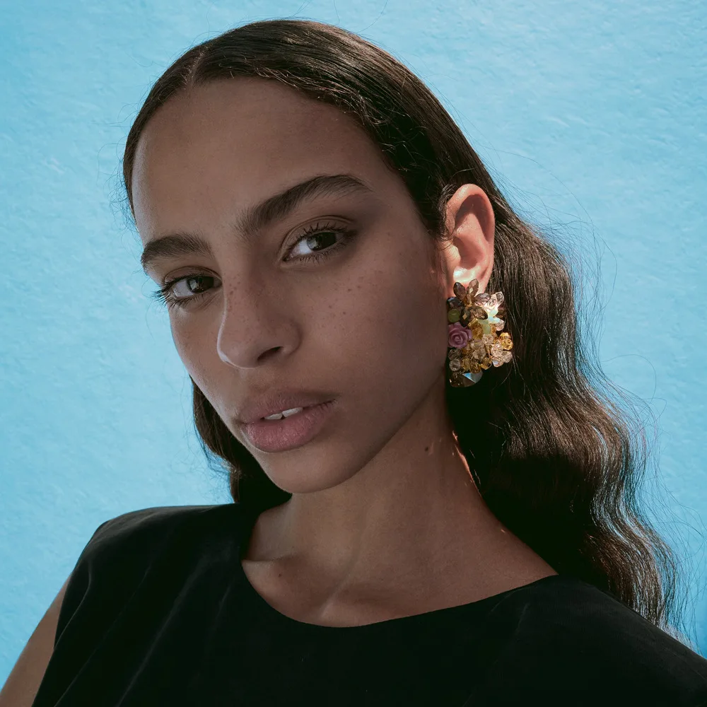 

Personality Hand-woven Crystal Flower Tassel Earrings