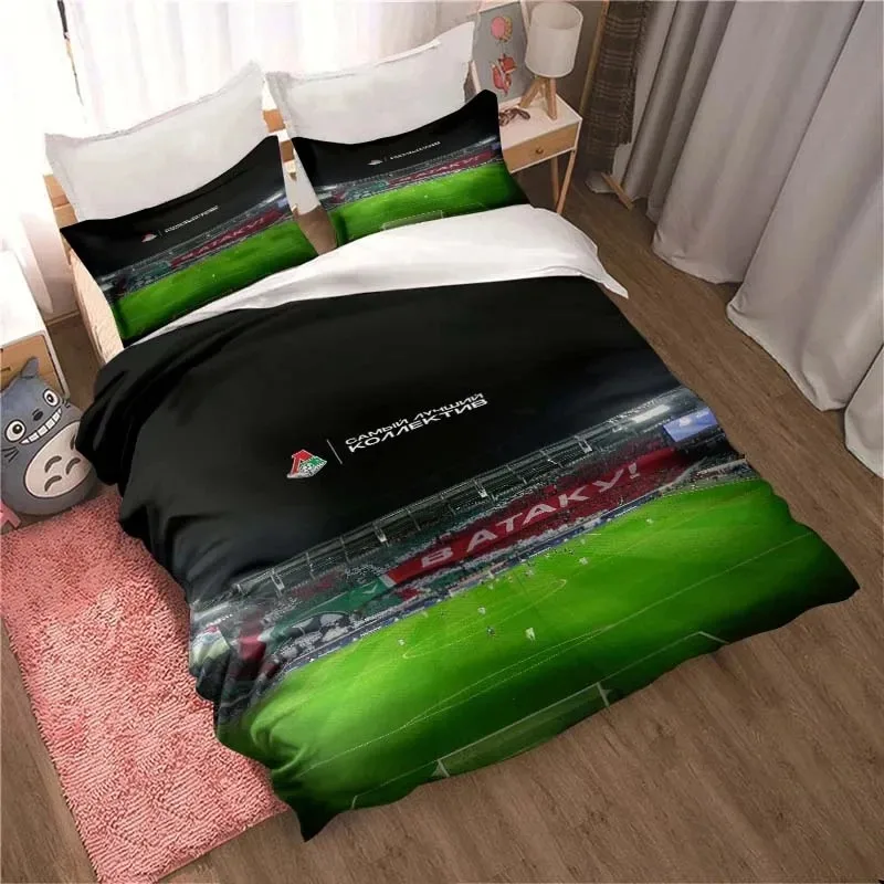 FC Lokomotiv Moscow Football Print Bedding Set Cute Quilt Cover Bed with Pillowcase Custom