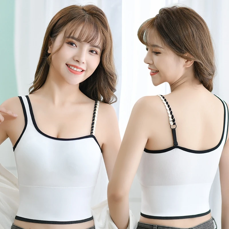 

Модные Универсальные майки, женские бесшовные укороченные топы, однотонная майка, спортивный жилет с регулируемым ремешком, топ с нагрудно...