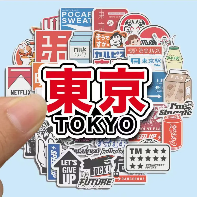 

10/30/50pcs PVC Tokyo Story Retro Graffiti Stickers ins DIY Skateboard Luggage Stickers Notebook Phone Case Decor Stickers
