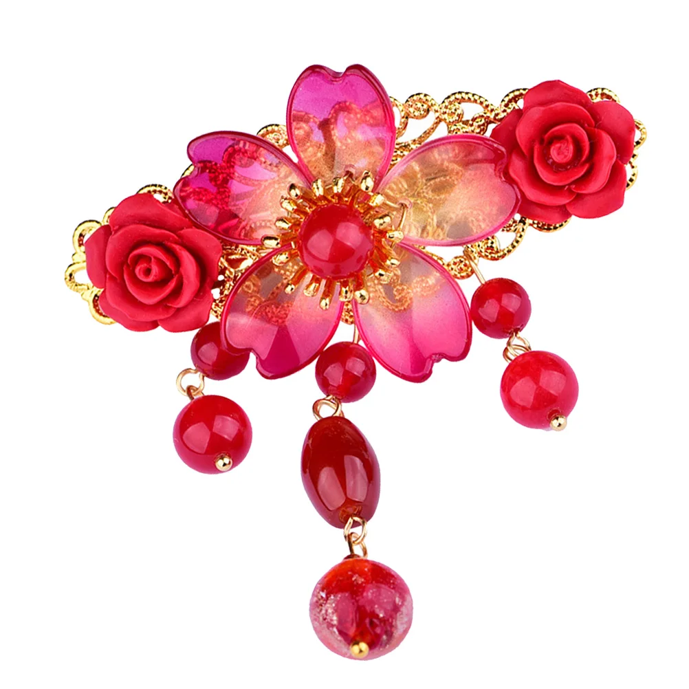 

Hair Clip Flower Hanfu Barrettes Kimono Japanese Cheongsam Hairpins Clasp Hairpin Headdress Duckbill Ornaments Bobby Pin