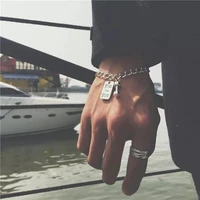 new fashion you and me dumbbell square bracelet men and women hip hop chain simple personality bracelet punk couple jewelry gift