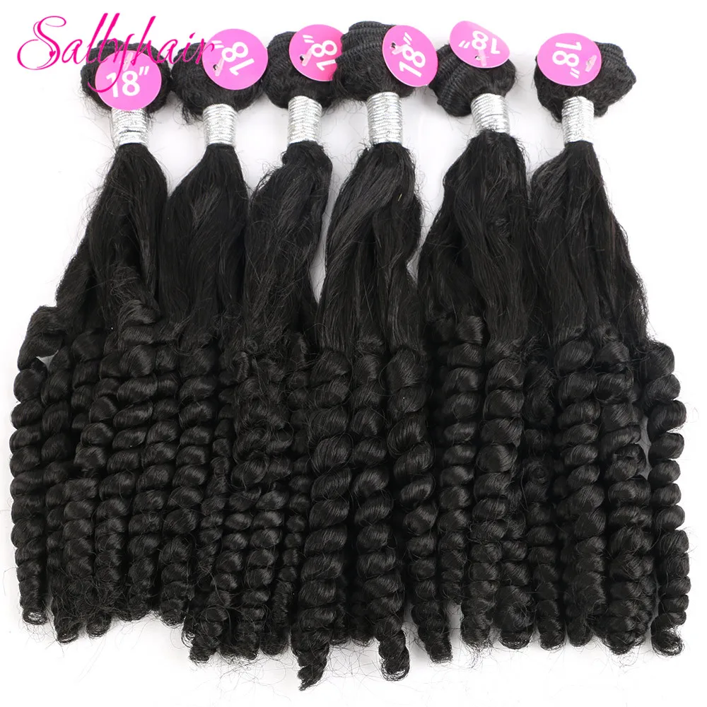 

Sallyhair 6 bundles/lot Hair Weavings Synthetic Bouncy Curly Spring curls Natural Black Color Bundles Weaves Hair Extensions