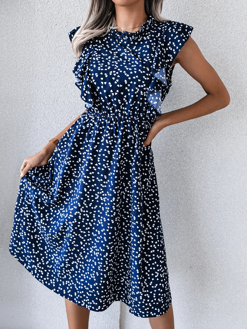 Женское шифоновое платье-миди без рукавов с цветочным принтом |