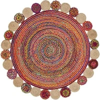 jute and cotton mix multicolor denim round rugs living room home decor rugs home floor decor 4 x 4 ft