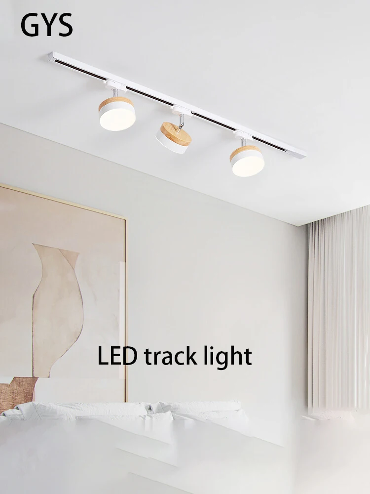 GYS Led Track Lamp Whole Set Rails Light Round Lighting Fixture Nordic Ceiling Foco 110V 220V For Clothing Shop Living Room Home