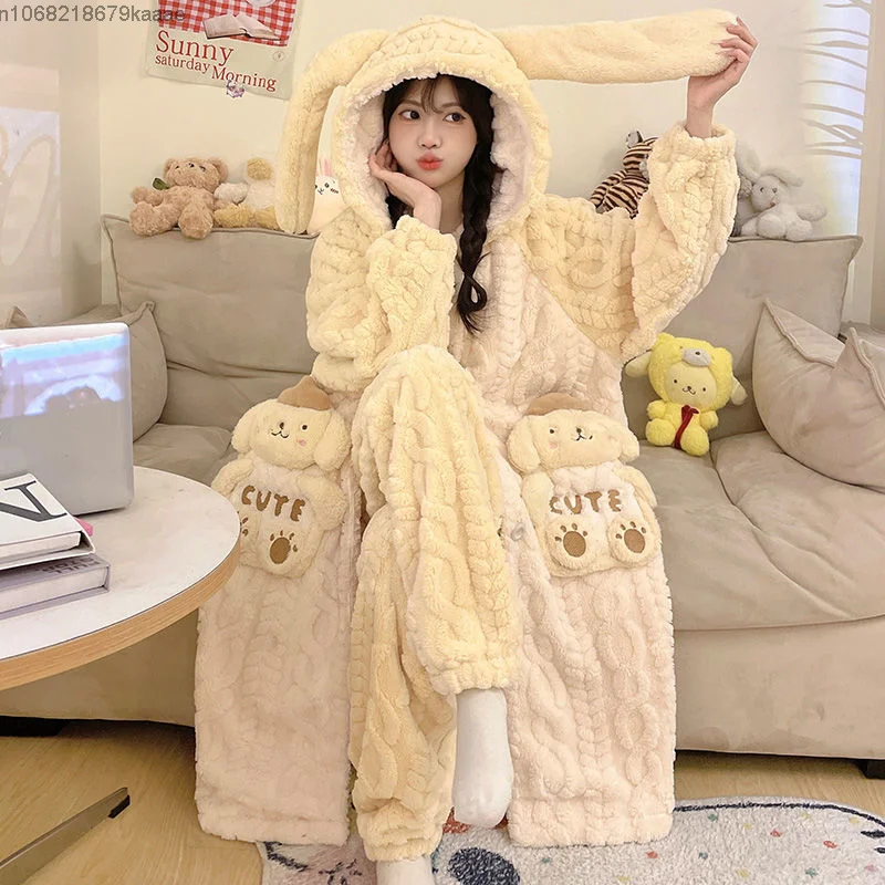 Sanrio Hello Kitty женская зимняя бархатная одежда для сна кораллового цвета новая