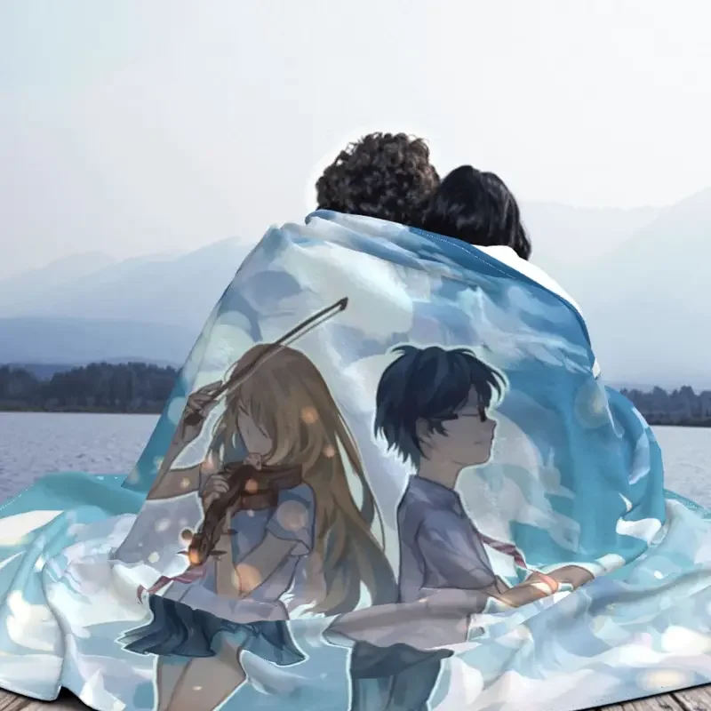 Одеяло Your Lie в апреле Фланелевое украшение аниме Miyazono Kaori дышащее сверхмягкое